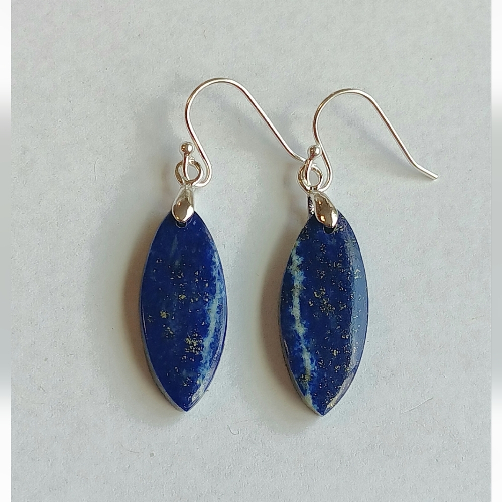Lapis Lazuli Gemstone Earrings with 925 Sterling Silver Findings